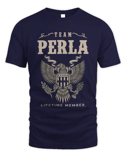 PERLA TP06-K82 – Personalized Classic Style Apparel “Team NAME Lifetime Member” - Unisex Standard T-Shirt - Navy
