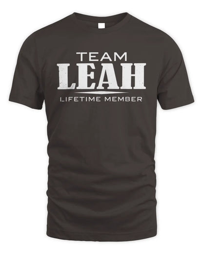 LEAH BL62-K4-128 - Personalized “Team NAME Lifetime Member” - Unisex Standard T-Shirt - Dark Chocolate