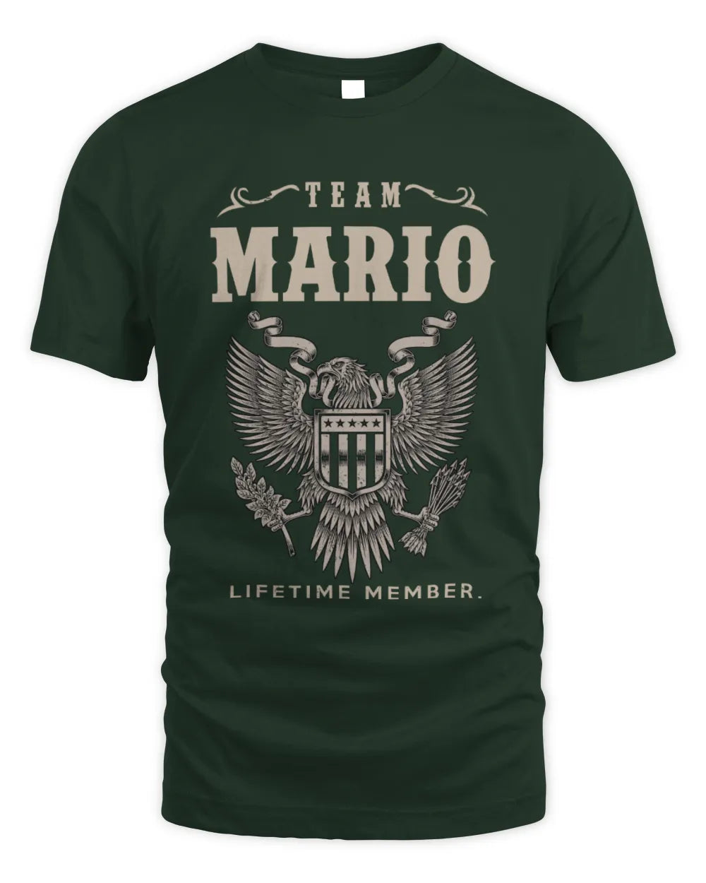 MARIO TP06-K82 – Personalized Classic Style Apparel “Team NAME Lifetime Member” - Unisex Standard T-Shirt - Forest Green