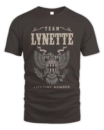 LYNETTE TP06-K82 – Personalized Classic Style Apparel “Team NAME Lifetime Member” - Unisex Standard T-Shirt - Dark Chocolate