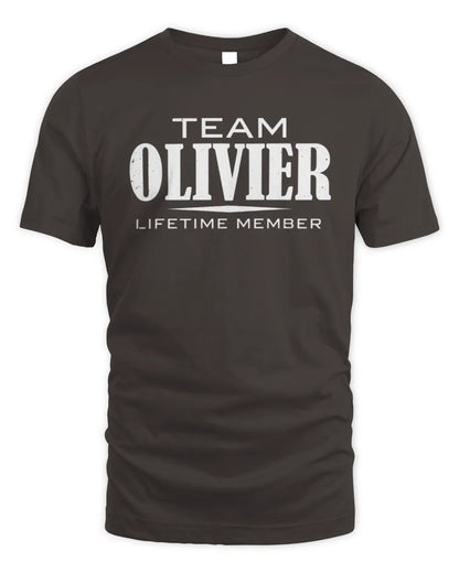 OLIVIER BL62-K4-128 - Personalized “Team NAME Lifetime Member” - Unisex Standard T-Shirt - Dark Chocolate