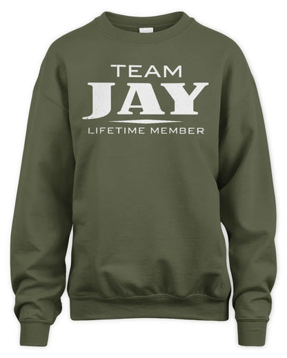 JAY BL62-K4-128 - Personalized “Team NAME Lifetime Member” - Unisex Sweatshirt - Military Green