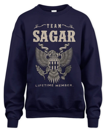SAGAR TP06-K82 – Personalized Classic Style Apparel “Team NAME Lifetime Member” - Unisex Sweatshirt - Navy