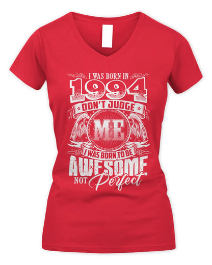 1994 HH89-K2 – Awesome Birth Year Quote T-Shirt - Women's V-Neck T-Shirt - Red