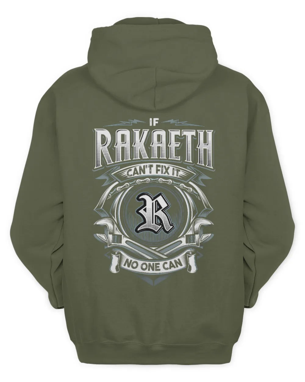 RAKAETH AP81-K4-626 - Personalized Ahmed Quote Apparel “If Ahmed Can't Fix It, No One Can” - Unisex Hoodie - Military Green