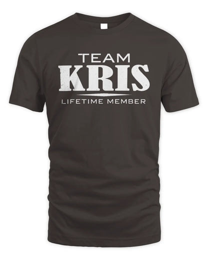 KRIS BL62-K4-128 - Personalized “Team NAME Lifetime Member” - Unisex Standard T-Shirt - Dark Chocolate