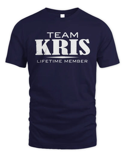 KRIS BL62-K4-128 - Personalized “Team NAME Lifetime Member” - Unisex Standard T-Shirt - Navy