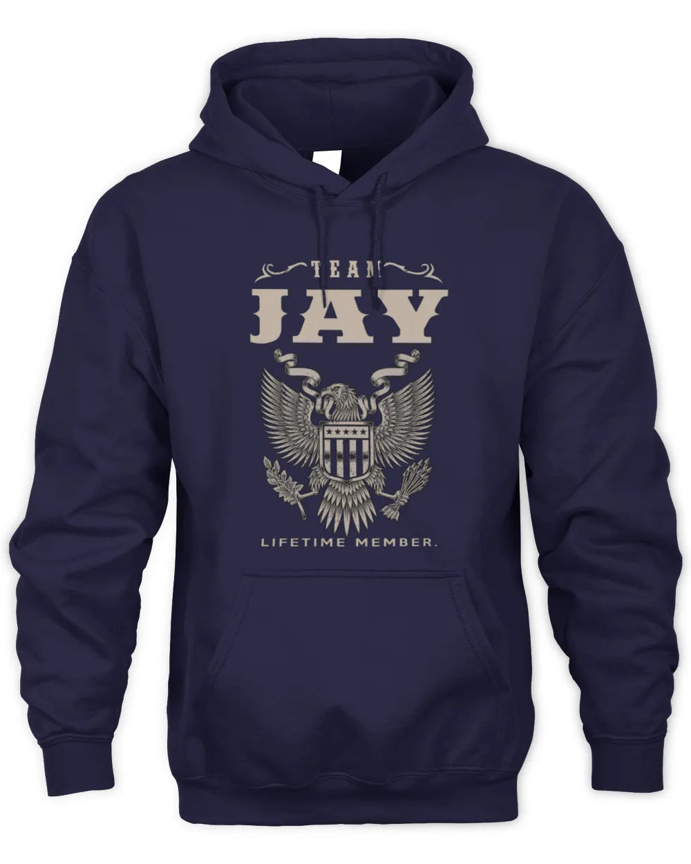 JAY TP06-K82 – Personalized Classic Style Apparel “Team NAME Lifetime Member” - Unisex Hoodie - Navy