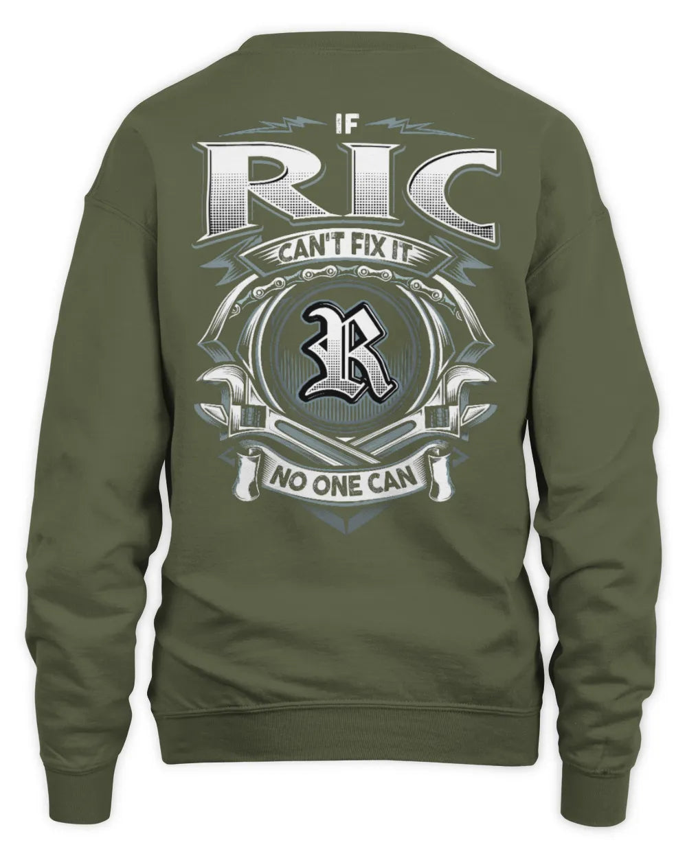 RIC AP81-K4-626 - Personalized Ahmed Quote Apparel “If Ahmed Can't Fix It, No One Can” - Unisex Sweatshirt - Military Green