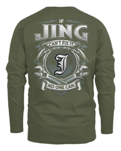 JING AP81-K4-626 - Personalized Ahmed Quote Apparel “If Ahmed Can't Fix It, No One Can” - Men's Long Sleeved T-Shirt - Military Green