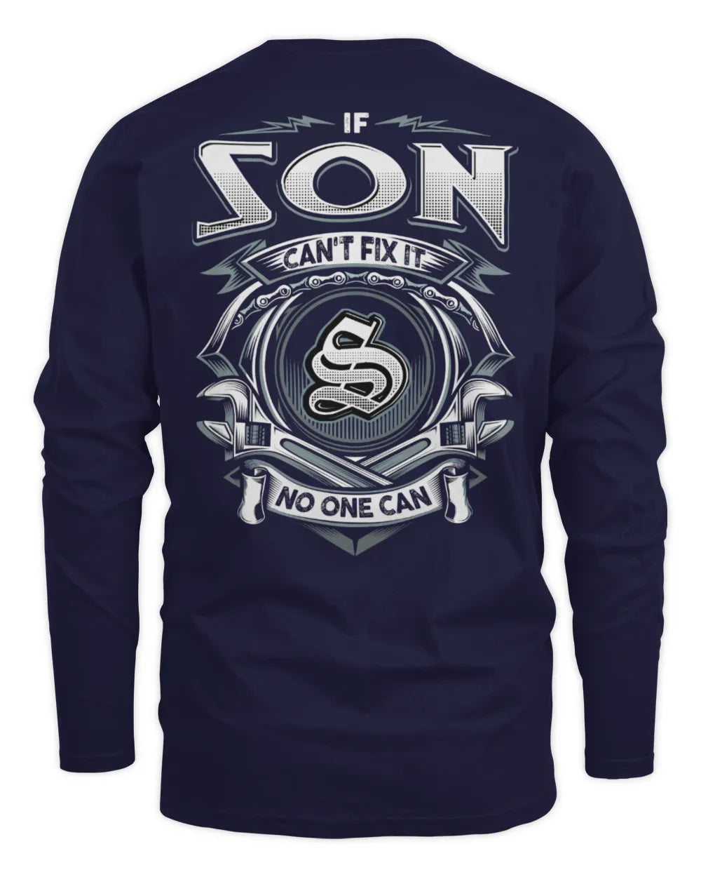 SON AP81-K4-626 - Personalized Ahmed Quote Apparel “If Ahmed Can't Fix It, No One Can” - Men's Long Sleeved T-Shirt - Navy