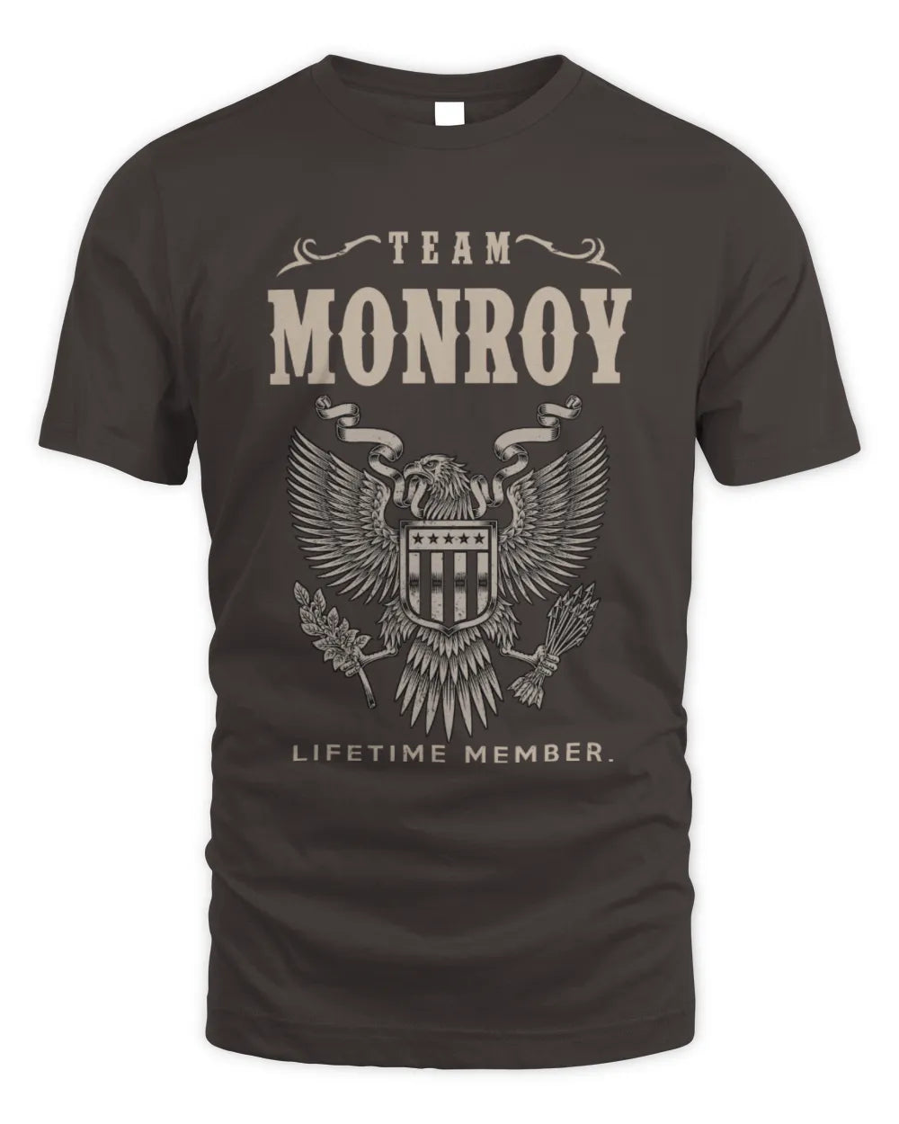 MONROY TP06-K82 – Personalized Classic Style Apparel “Team NAME Lifetime Member” - Unisex Standard T-Shirt - Dark Chocolate