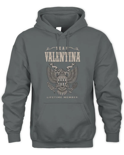VALENTINA TP06-K82 – Personalized Classic Style Apparel “Team NAME Lifetime Member” - Unisex Hoodie - Charcoal