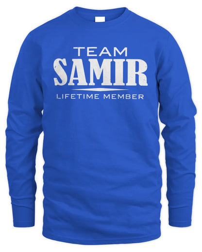 SAMIR BL62-K4-128 - Personalized “Team NAME Lifetime Member” - Men's Long Sleeved T-Shirt - Royal