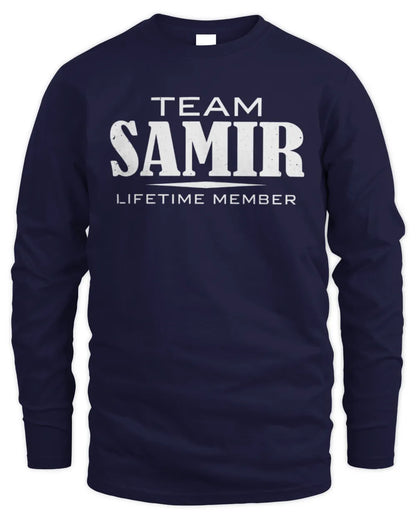SAMIR BL62-K4-128 - Personalized “Team NAME Lifetime Member” - Men's Long Sleeved T-Shirt - Navy