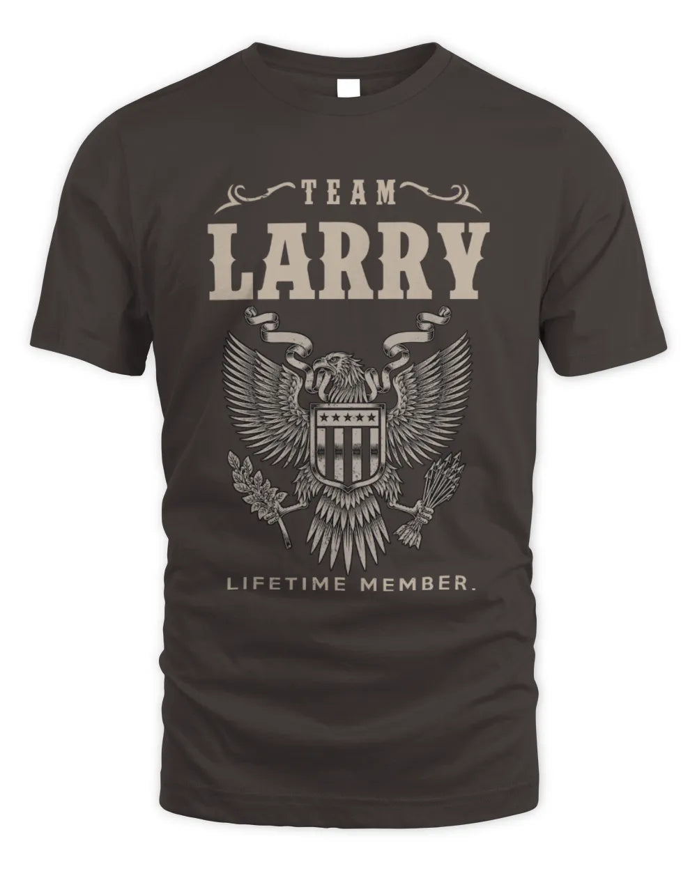 LARRY TP06-K82 – Personalized Classic Style Apparel “Team NAME Lifetime Member” - Unisex Standard T-Shirt - Dark Chocolate