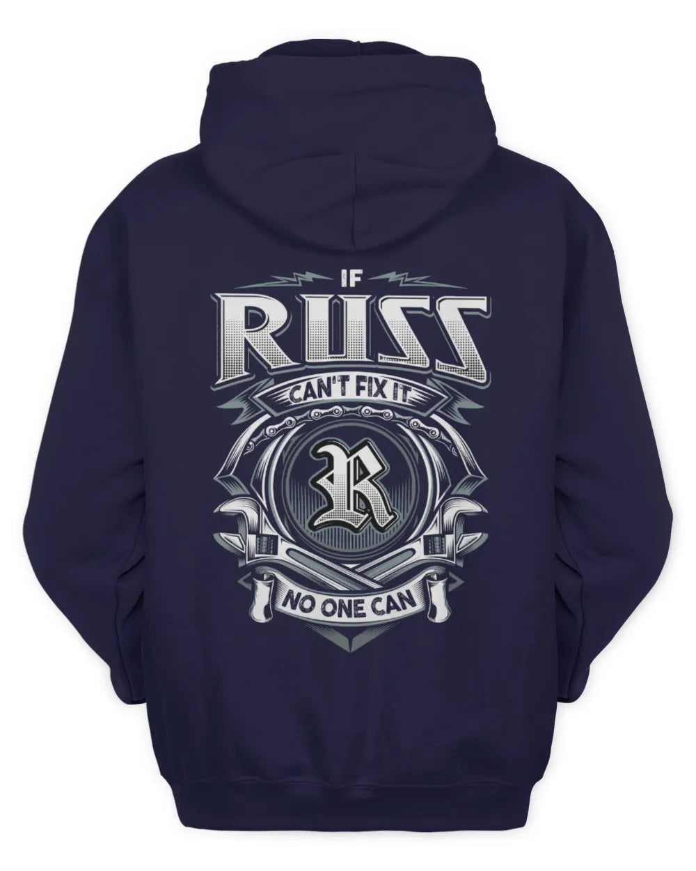 RUSS AP81-K4-626 - Personalized Ahmed Quote Apparel “If Ahmed Can't Fix It, No One Can” - Unisex Hoodie - Navy
