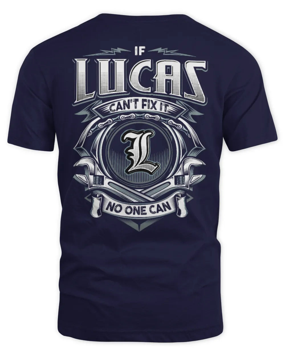 LUCAS AP81-K4-626 - Personalized Ahmed Quote Apparel “If Ahmed Can't Fix It, No One Can” - Unisex Standard T-Shirt - Navy