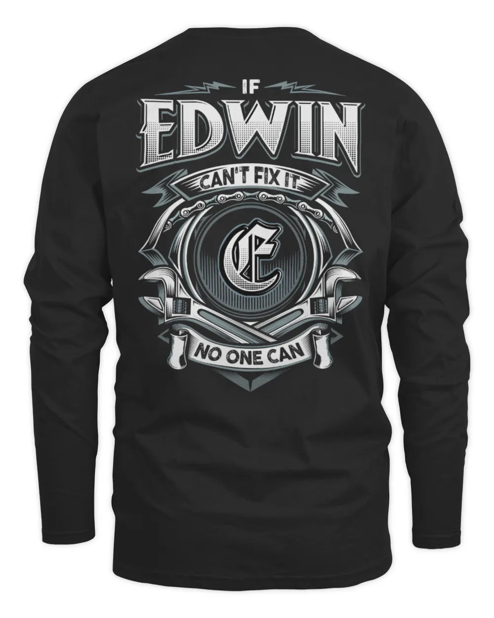 EDWIN AP81-K4-626 - Personalized Ahmed Quote Apparel “If Ahmed Can't Fix It, No One Can” - Men's Long Sleeved T-Shirt - Black