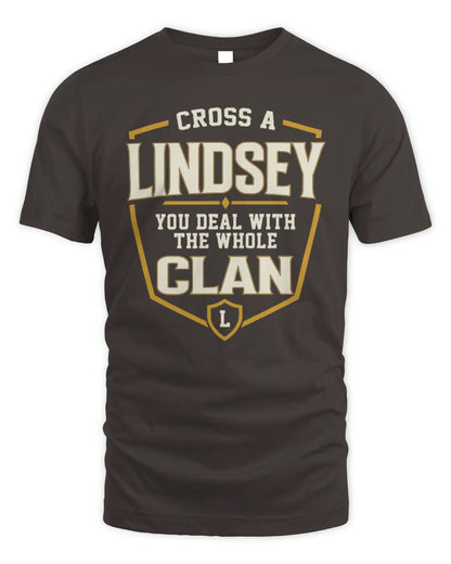 LINDSEY NT1-K008 Cross A/An NAME, You Deal With the Whole Clan | Personalized Vintage T-Shirt - Unisex Standard T-Shirt - Dark Chocolate