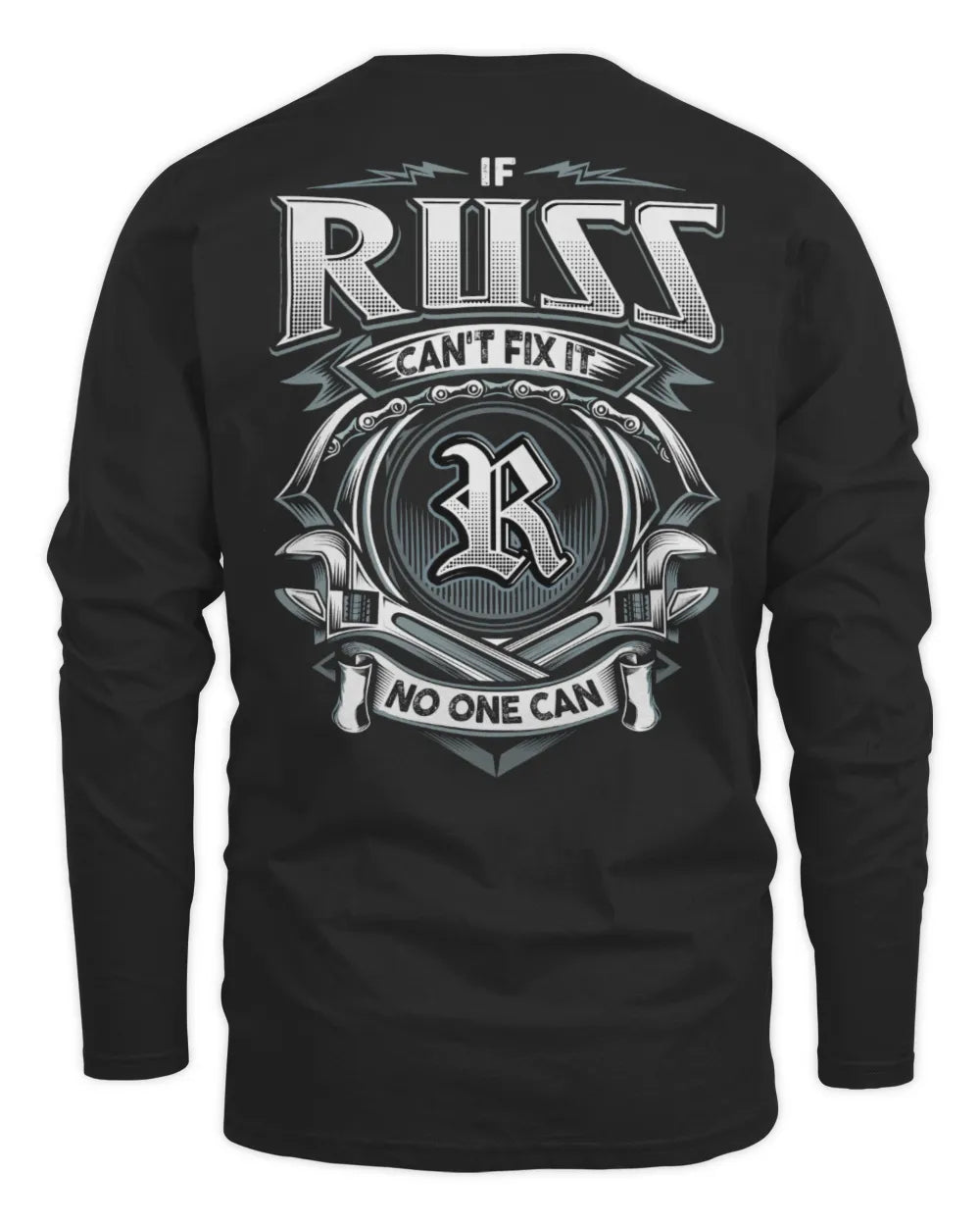 RUSS AP81-K4-626 - Personalized Ahmed Quote Apparel “If Ahmed Can't Fix It, No One Can” - Men's Long Sleeved T-Shirt - Black