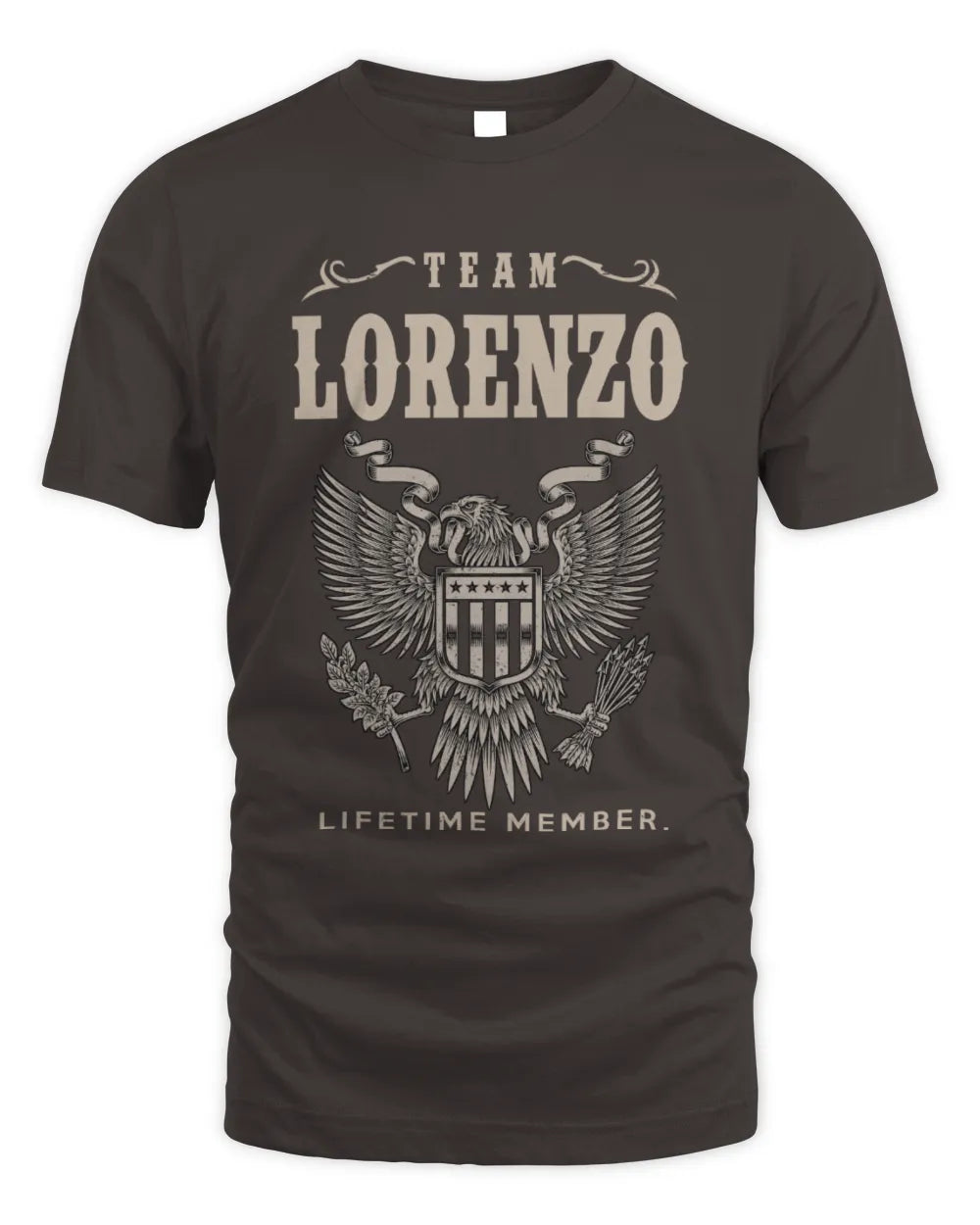 LORENZO TP06-K82 – Personalized Classic Style Apparel “Team NAME Lifetime Member” - Unisex Standard T-Shirt - Dark Chocolate