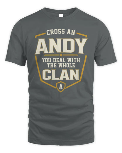 ANDY NT1-K008 Cross A/An NAME, You Deal With the Whole Clan | Personalized Vintage T-Shirt - Unisex Standard T-Shirt - Charcoal