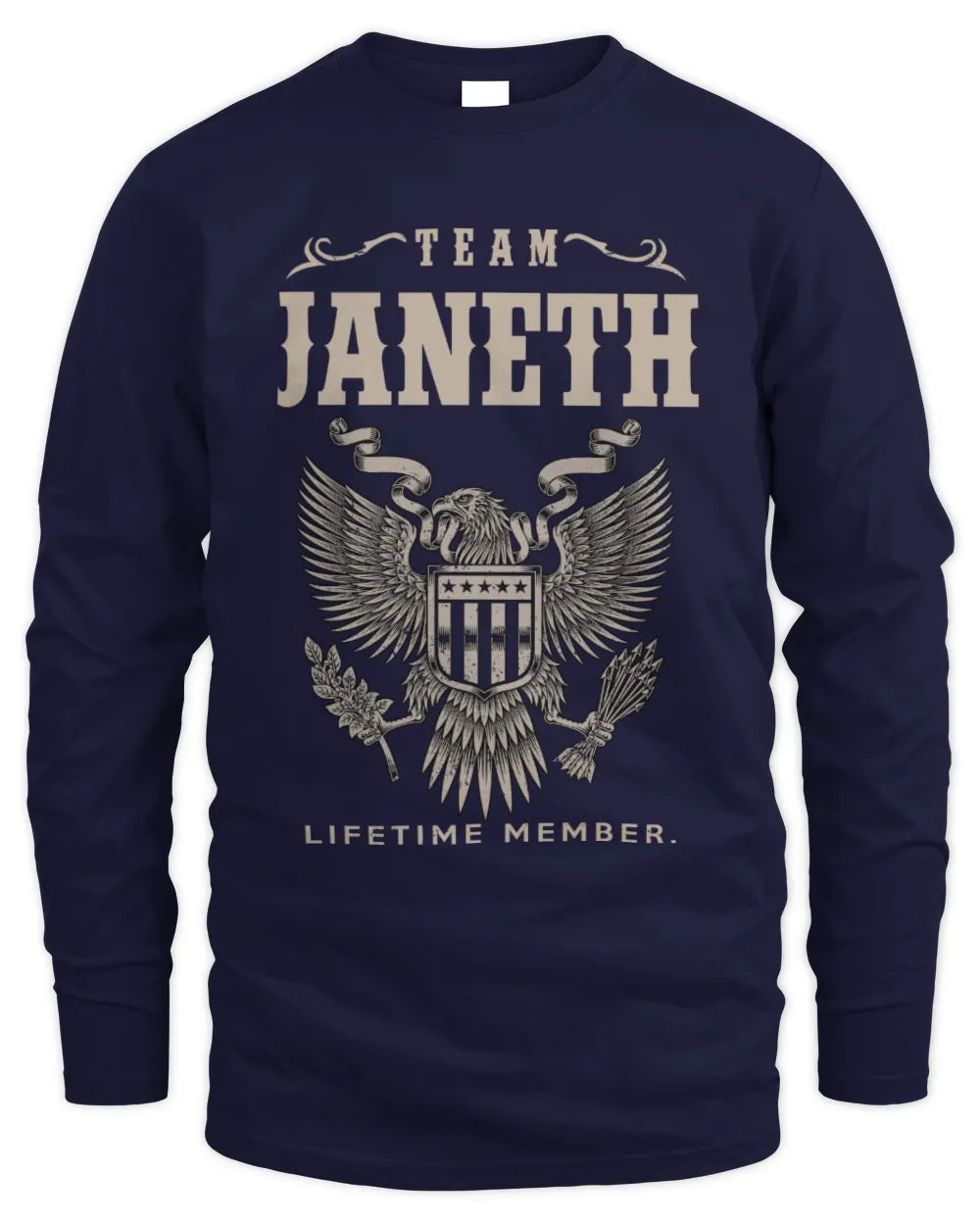 JANETH TP06-K82 – Personalized Classic Style Apparel “Team NAME Lifetime Member” - Men's Long Sleeved T-Shirt - Navy