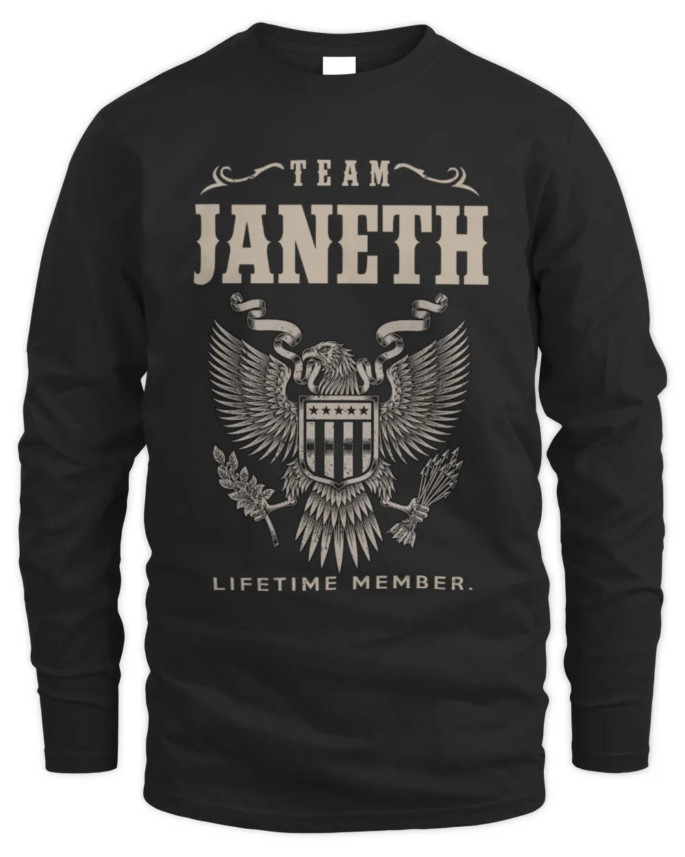 JANETH TP06-K82 – Personalized Classic Style Apparel “Team NAME Lifetime Member” - Men's Long Sleeved T-Shirt - Black