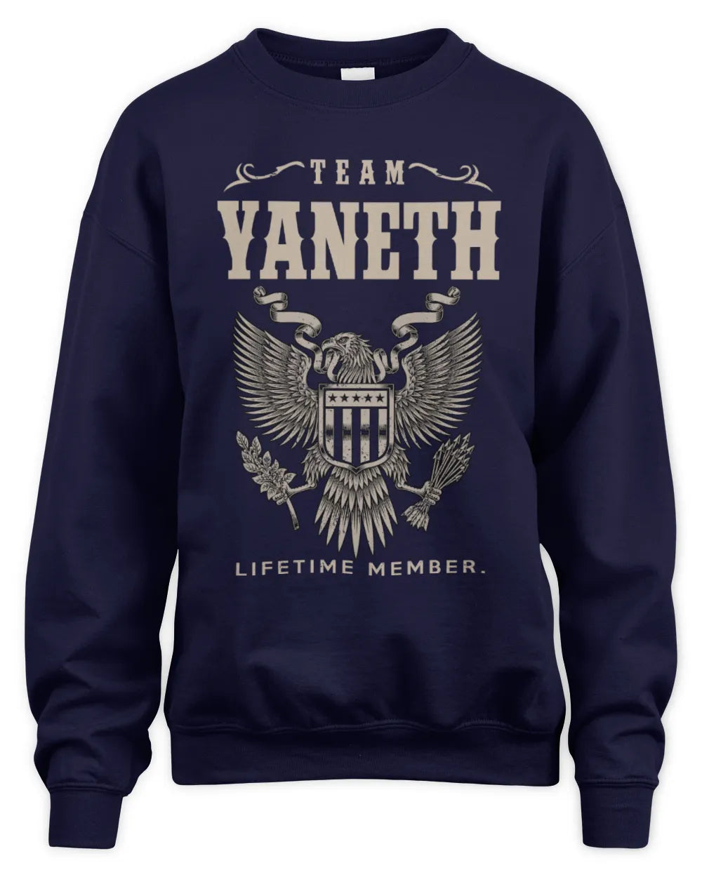 YANETH TP06-K82 – Personalized Classic Style Apparel “Team NAME Lifetime Member” - Unisex Sweatshirt - Navy