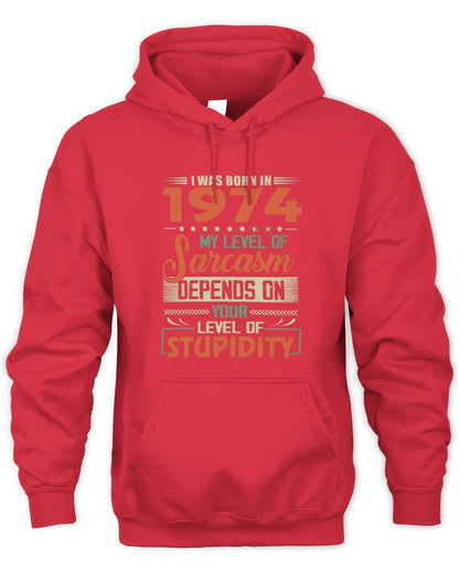 1974 HH89-K2 – Vintage Born to Be Sarcastic T-Shirt - Unisex Hoodie - Red