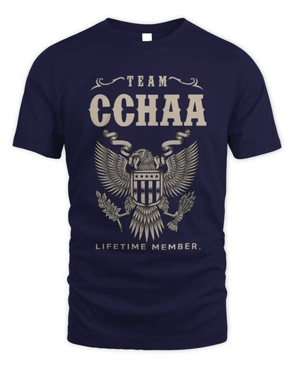 CCHAA TP06-K82 – Personalized Classic Style Apparel “Team NAME Lifetime Member” - Unisex Standard T-Shirt - Navy