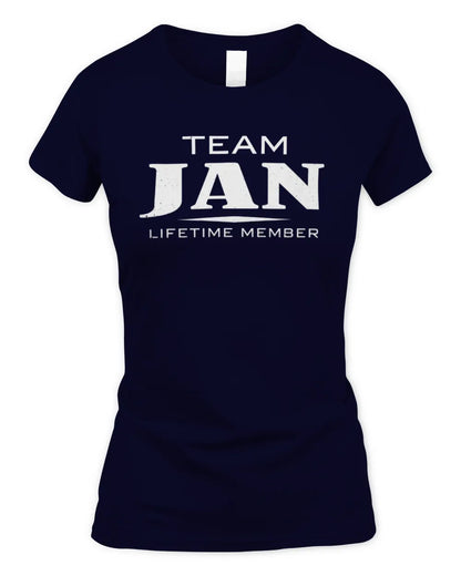 JAN BL62-K4-128 - Personalized “Team NAME Lifetime Member” - Women's Standard T-Shirt - Navy