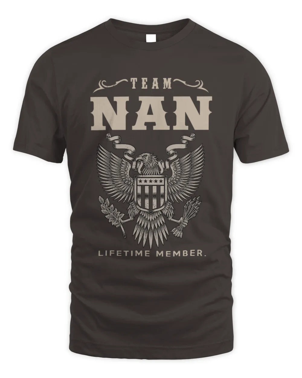NAN TP06-K82 – Personalized Classic Style Apparel “Team NAME Lifetime Member” - Unisex Standard T-Shirt - Dark Chocolate