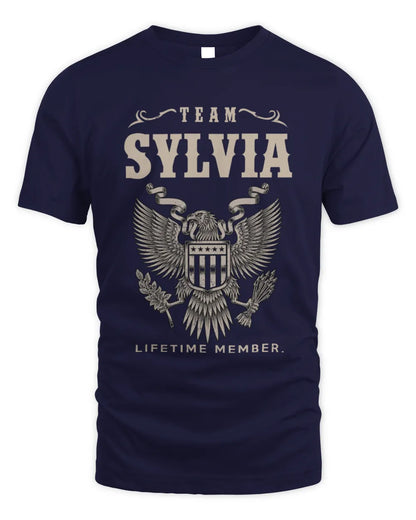 SYLVIA TP06-K82 – Personalized Classic Style Apparel “Team NAME Lifetime Member” - Unisex Standard T-Shirt - Navy