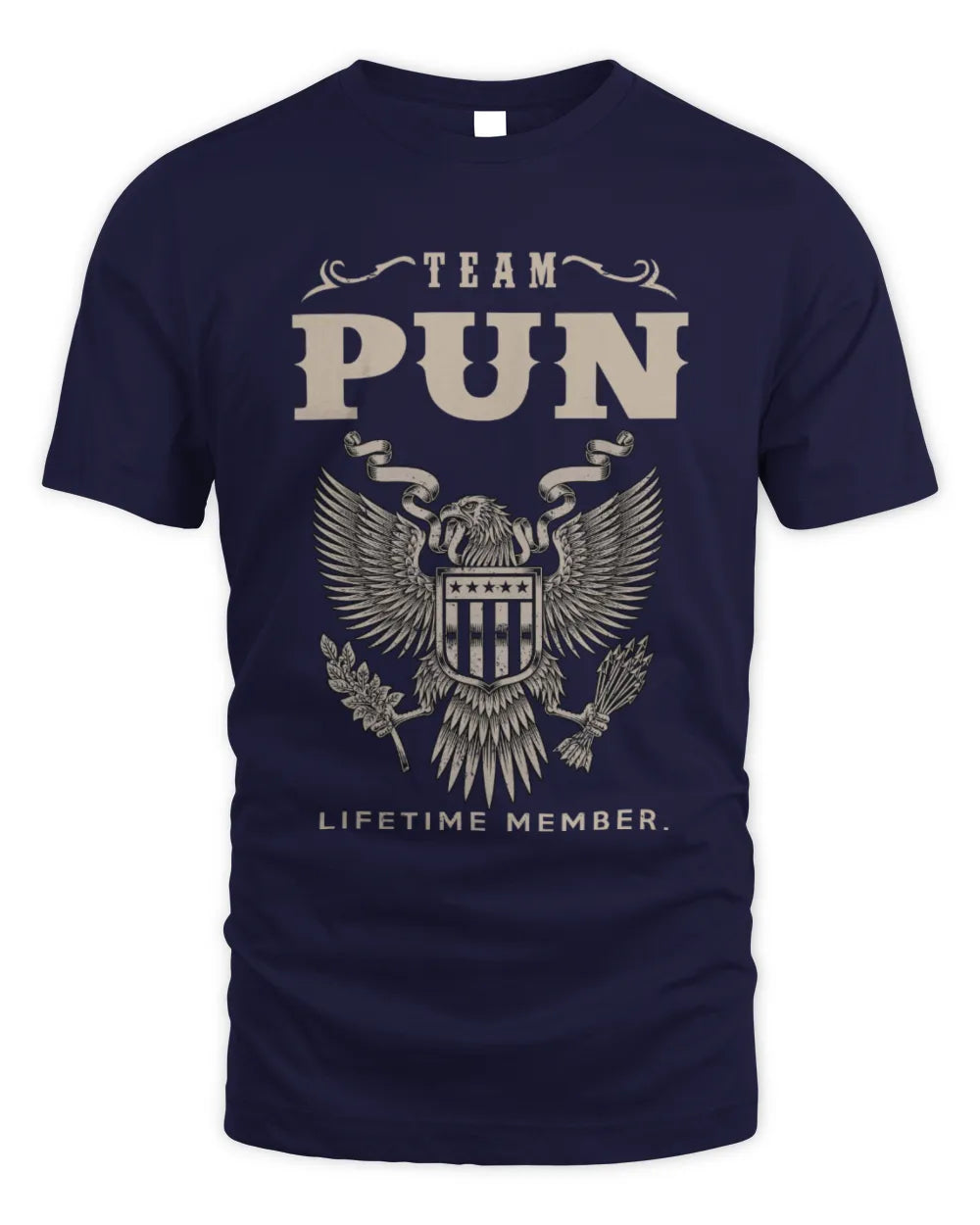 PUN TP06-K82 – Personalized Classic Style Apparel “Team NAME Lifetime Member” - Unisex Standard T-Shirt - Navy