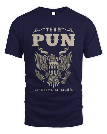 PUN TP06-K82 – Personalized Classic Style Apparel “Team NAME Lifetime Member” - Unisex Standard T-Shirt - Navy