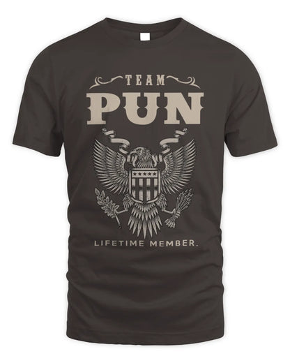 PUN TP06-K82 – Personalized Classic Style Apparel “Team NAME Lifetime Member” - Unisex Standard T-Shirt - Dark Chocolate