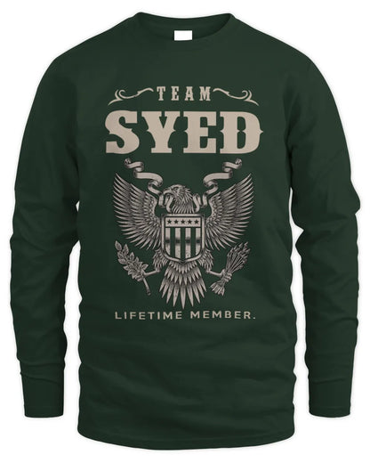 SYED TP06-K82 – Personalized Classic Style Apparel “Team NAME Lifetime Member” - Men's Long Sleeved T-Shirt - Forest Green
