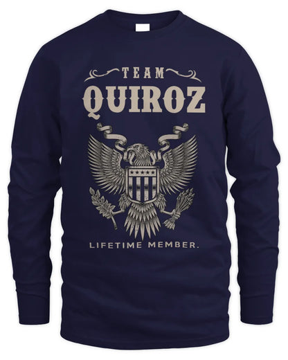 QUIROZ TP06-K82 – Personalized Classic Style Apparel “Team NAME Lifetime Member” - Men's Long Sleeved T-Shirt - Navy