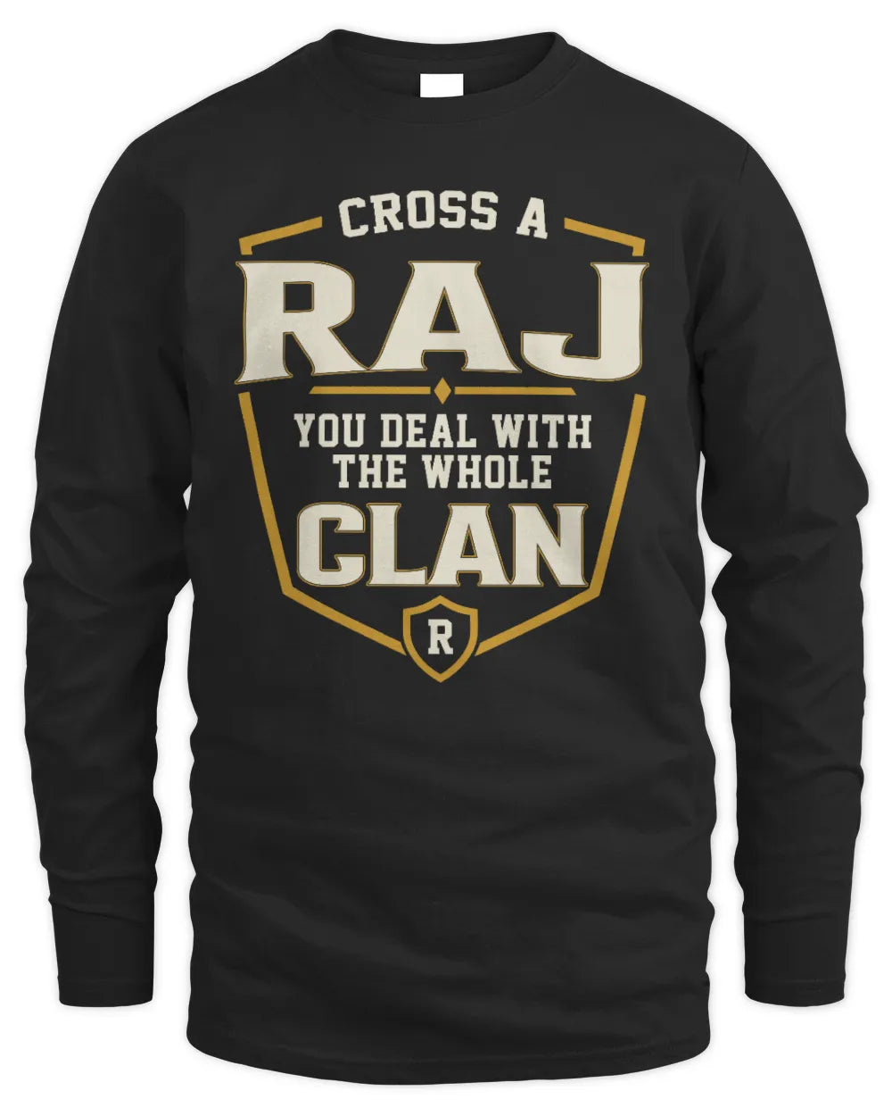 RAJ NT1-K008 Cross A/An NAME, You Deal With the Whole Clan | Personalized Vintage T-Shirt - Men's Long Sleeved T-Shirt - Black