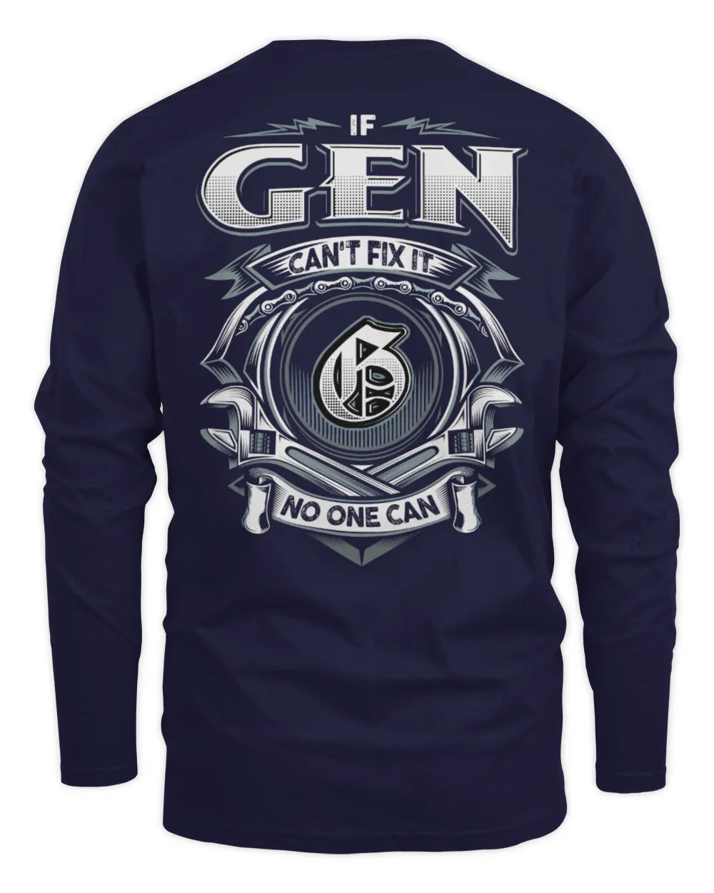 GEN AP81-K4-626 - Personalized Ahmed Quote Apparel “If Ahmed Can't Fix It, No One Can” - Men's Long Sleeved T-Shirt - Navy