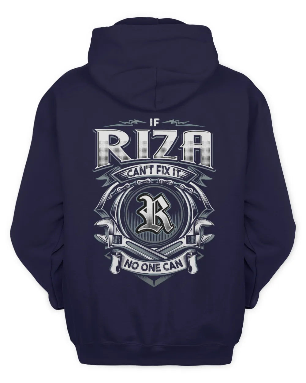 RIZA AP81-K4-626 - Personalized Ahmed Quote Apparel “If Ahmed Can't Fix It, No One Can” - Unisex Hoodie - Navy
