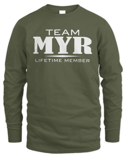 MYR BL62-K4-128 - Personalized “Team NAME Lifetime Member” - Men's Long Sleeved T-Shirt - Military Green
