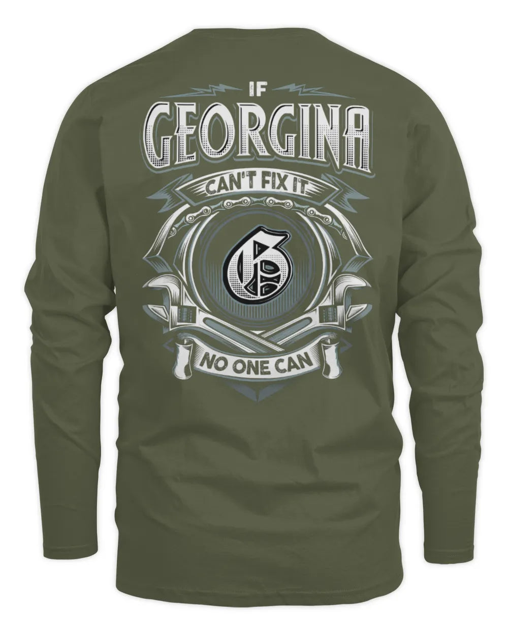 GEORGINA AP81-K4-626 - Personalized Ahmed Quote Apparel “If Ahmed Can't Fix It, No One Can” - Men's Long Sleeved T-Shirt - Military Green