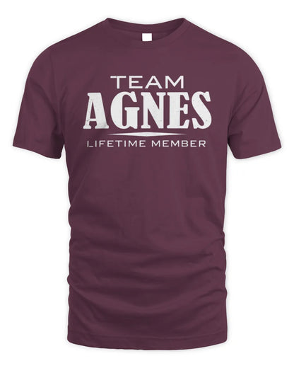 AGNES BL62-K4-128 - Personalized “Team NAME Lifetime Member” - Unisex Standard T-Shirt - Maroon