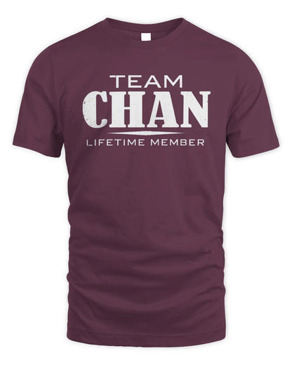 CHAN BL62-K4-128 - Personalized “Team NAME Lifetime Member” - Unisex Standard T-Shirt - Maroon