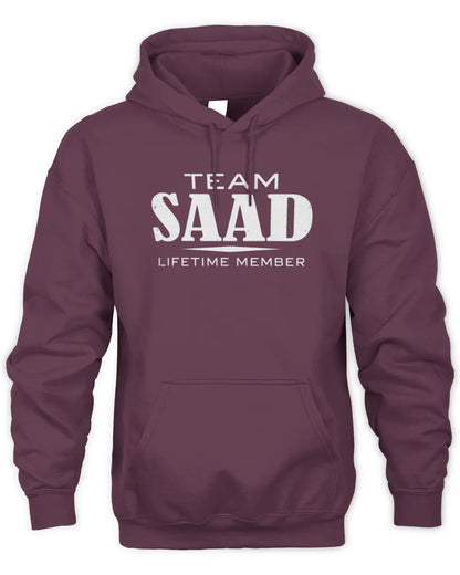 SAAD BL62-K4-128 - Personalized “Team NAME Lifetime Member” - Unisex Hoodie - Maroon