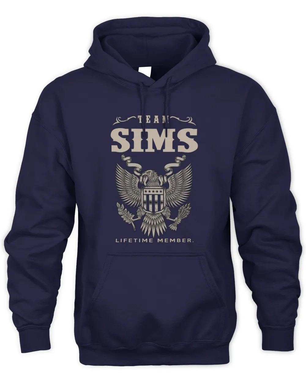 SIMS TP06-K82 – Personalized Classic Style Apparel “Team NAME Lifetime Member” - Unisex Hoodie - Navy