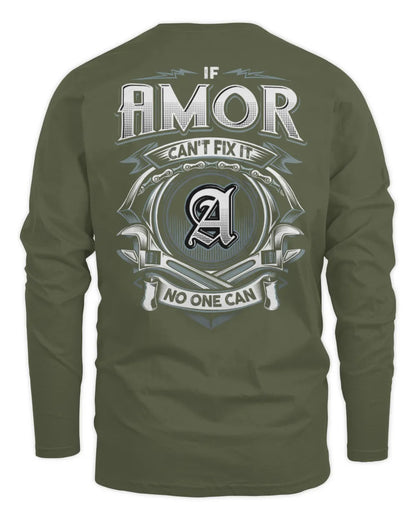 AMOR AP81-K4-626 - Personalized Ahmed Quote Apparel “If Ahmed Can't Fix It, No One Can” - Men's Long Sleeved T-Shirt - Military Green